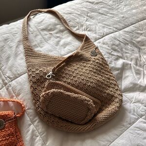 The Sak Brown Crochet Shoulder Bag with Pouch